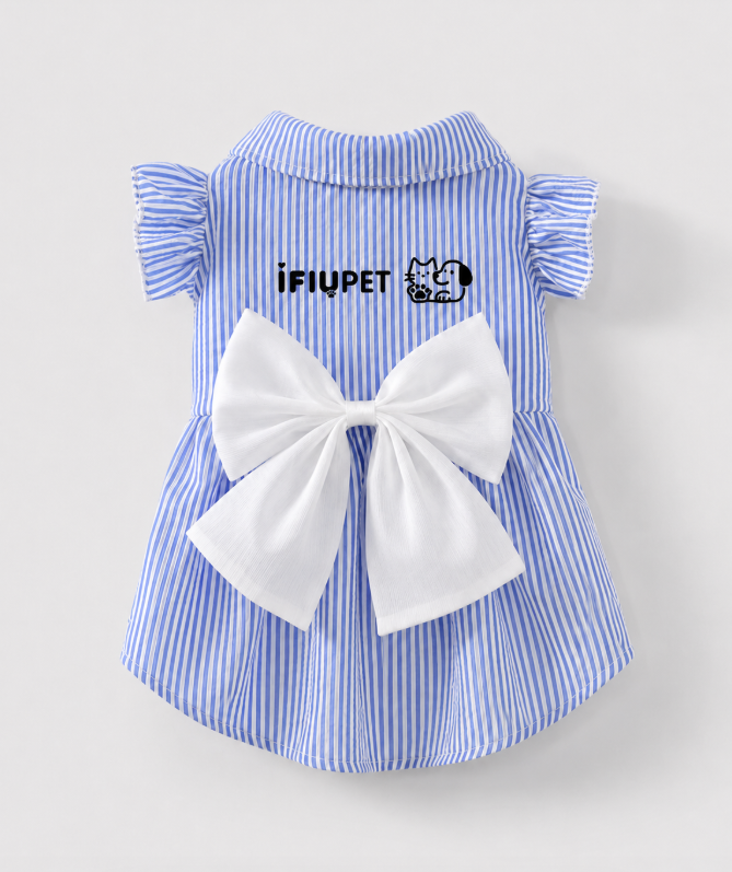 Blue Bow Pet Dress